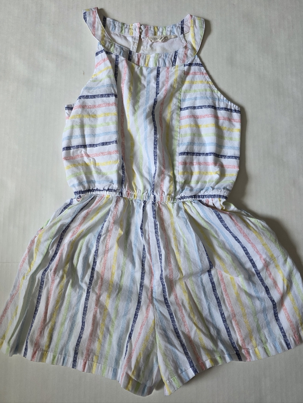 Copper Key Pastel Multi-Striped Cotton Romper Girl Size 5 Used.